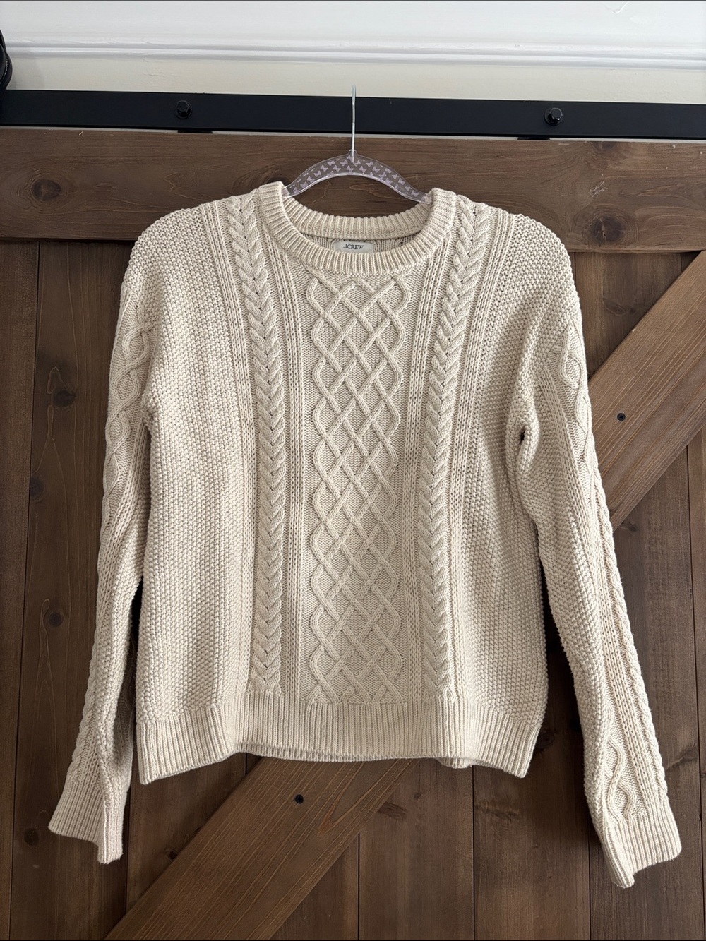 J. Crew Cream Cable Crewneck Sweater